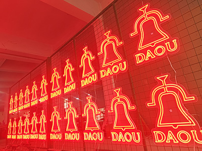 Custom neon sign fabrication for DAOU branded display